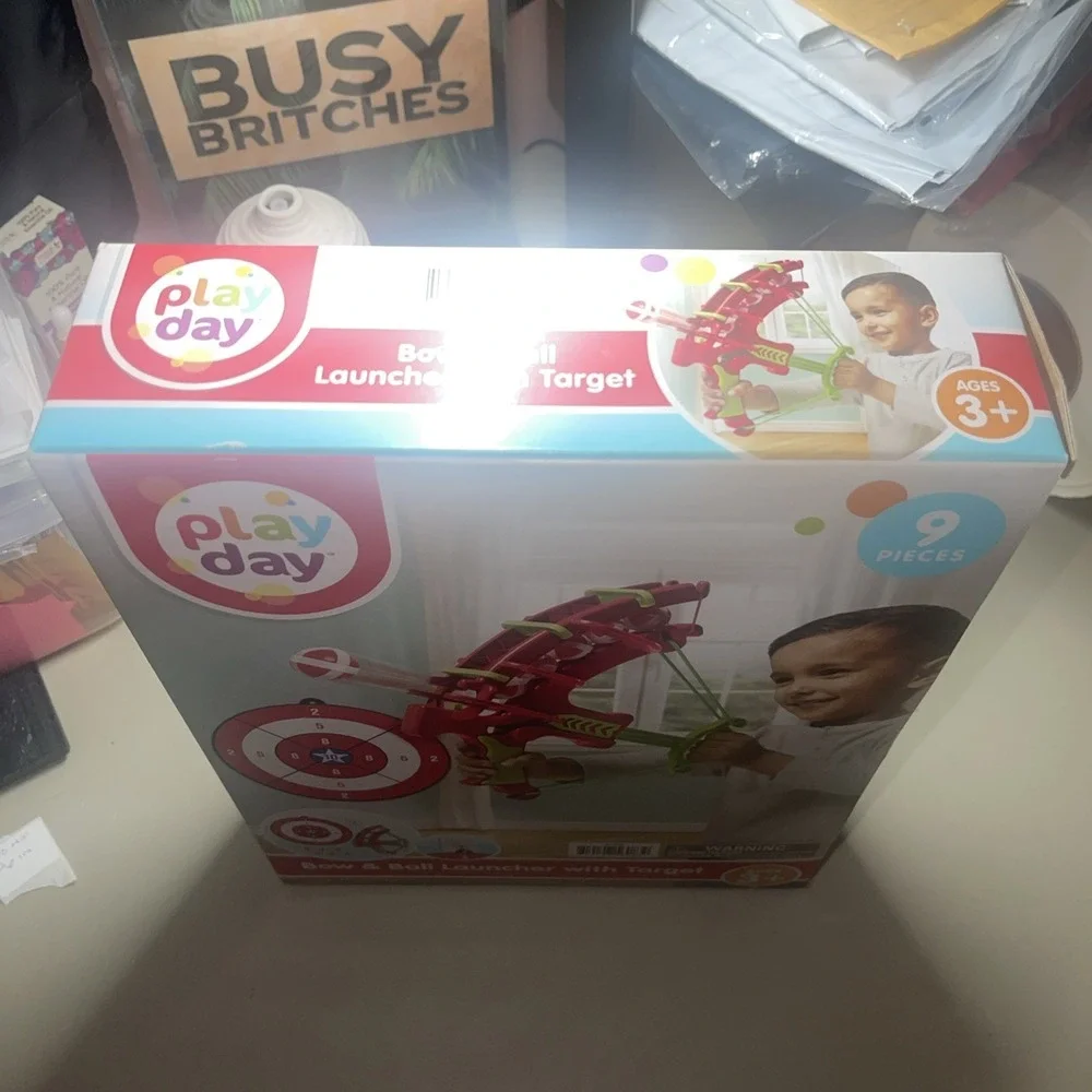 Bow and Ball Launcher with target Play Day Ages 3 and Up